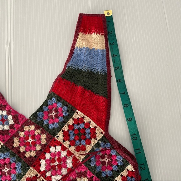 NWT Zara Multicolor Grandma squares Crochet Geometric Knit Dress size med medium - Picture 5 of 8